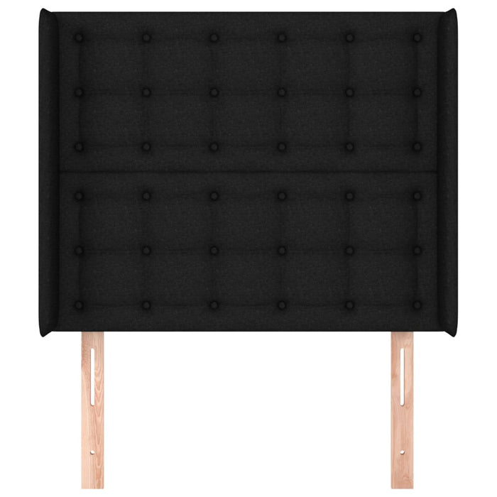 Tăblie de pat cu aripioare, negru, 103x16x118/128 cm, textil - WALTI WALTI