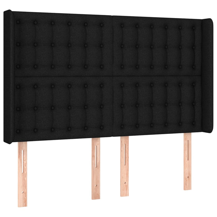 Tăblie de pat cu aripioare, negru, 147x16x118/128 cm, textil - WALTI WALTI