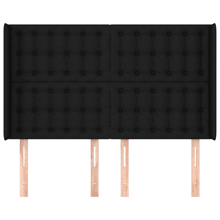 Tăblie de pat cu aripioare, negru, 147x16x118/128 cm, textil - WALTI WALTI