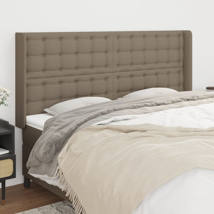 Tăblie de pat cu aripioare, gri taupe, 163x16x118/128cm, textil - WALTI WALTI