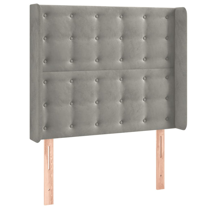 Tăblie de pat cu aripioare gri deschis 83x16x118/128 cm catifea - WALTI WALTI