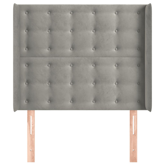 Tăblie de pat cu aripioare gri deschis 83x16x118/128 cm catifea - WALTI WALTI
