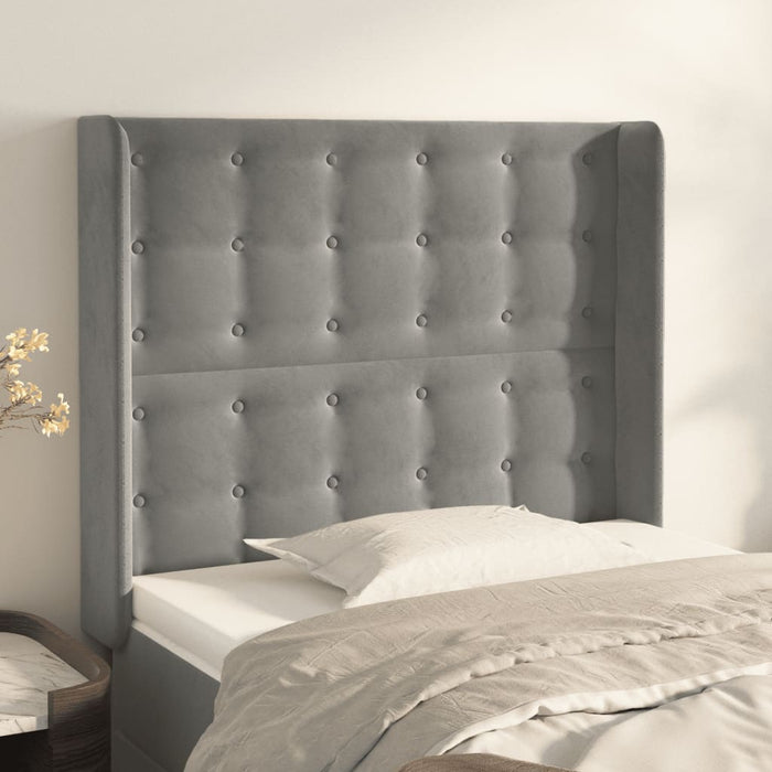 Tăblie de pat cu aripioare gri deschis 83x16x118/128 cm catifea - WALTI WALTI
