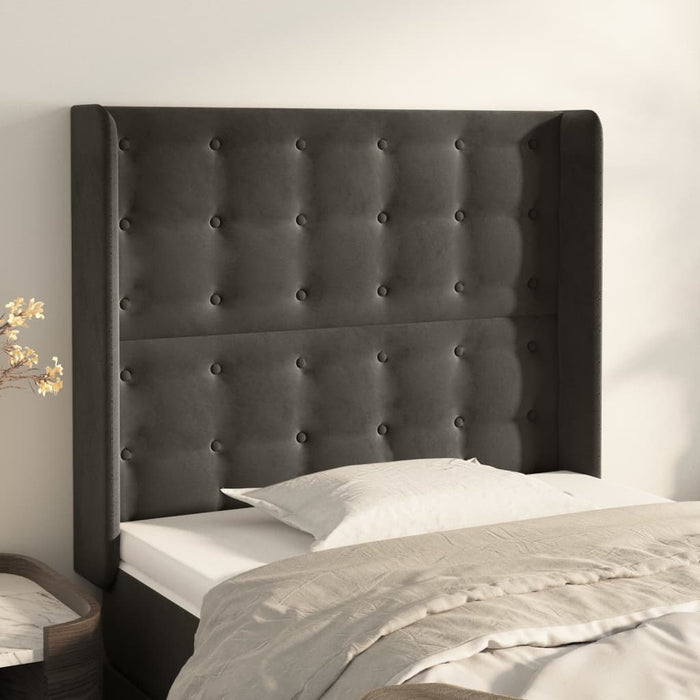 Tăblie de pat cu aripioare gri închis 83x16x118/128 cm catifea - WALTI WALTI