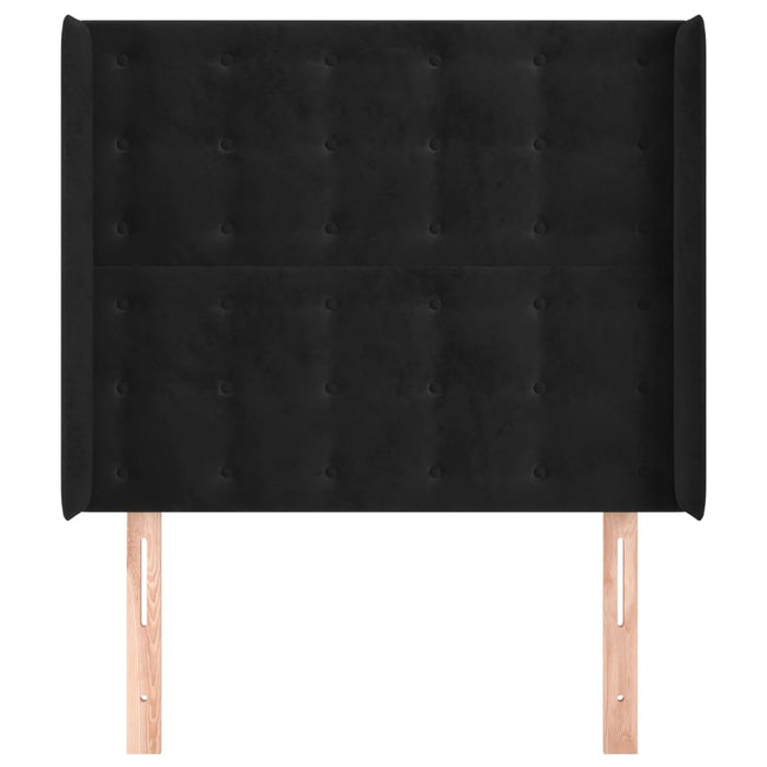Tăblie de pat cu aripioare, negru, 83x16x118/128 cm, catifea WALTI