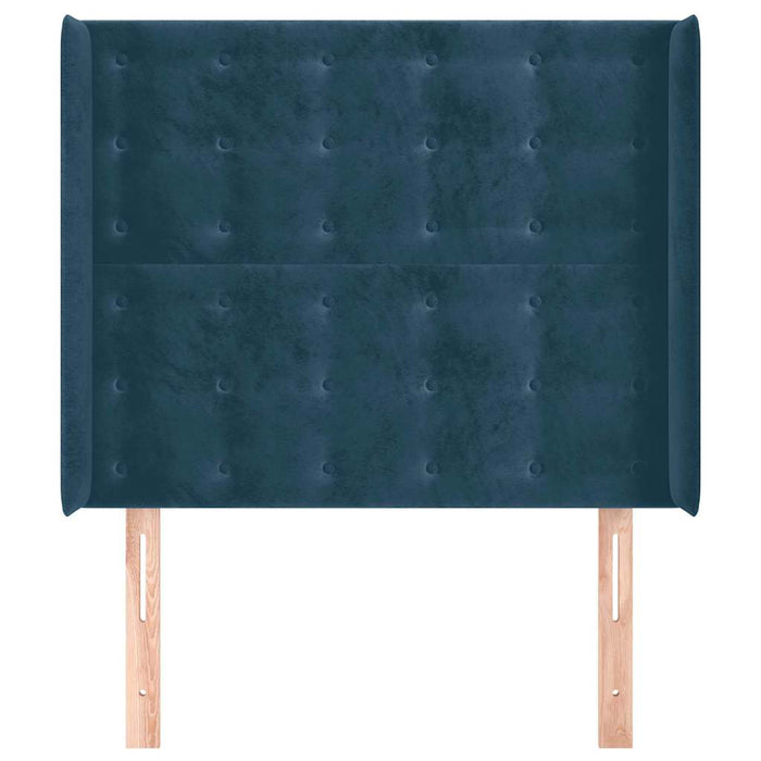 Tăblie pat cu aripioare albastru închis 83x16x118/128cm catifea - WALTI WALTI