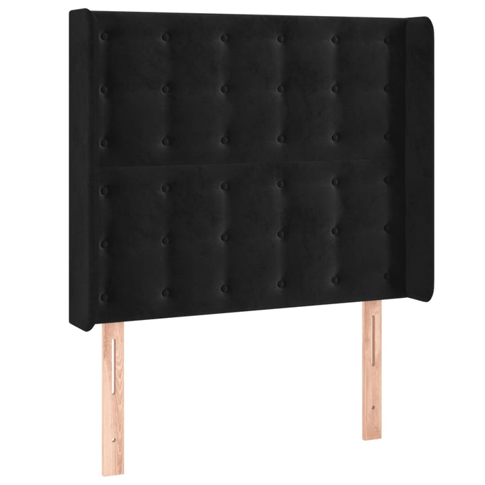 Tăblie de pat cu aripioare, negru, 93x16x118/128 cm, catifea WALTI