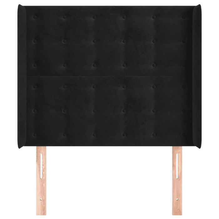 Tăblie de pat cu aripioare, negru, 93x16x118/128 cm, catifea WALTI