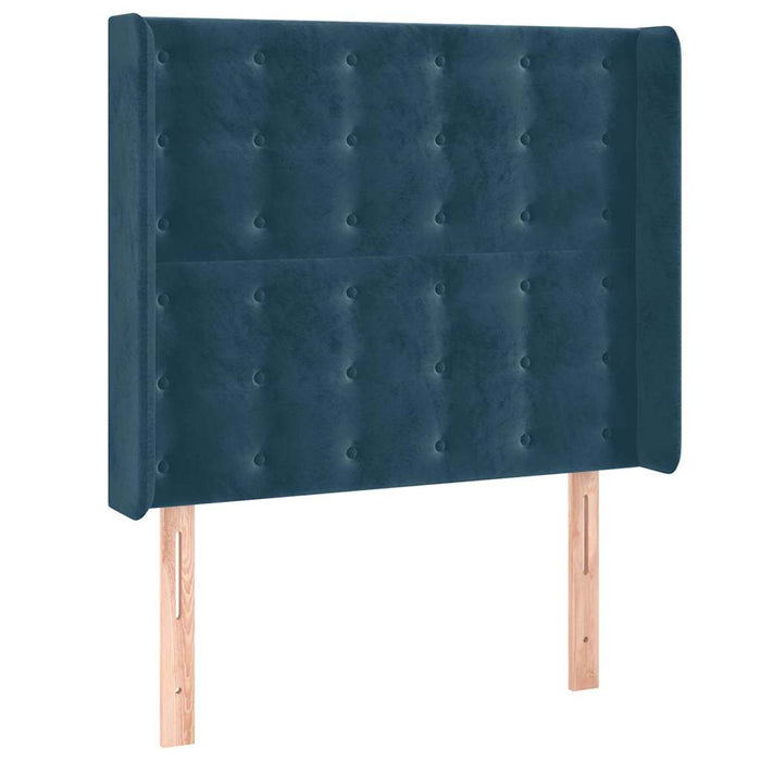 Tăblie pat cu aripioare albastru închis 93x16x118/128cm catifea WALTI