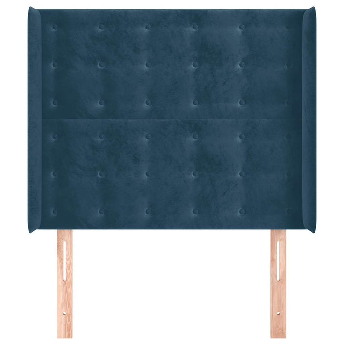 Tăblie pat cu aripioare albastru închis 93x16x118/128cm catifea WALTI