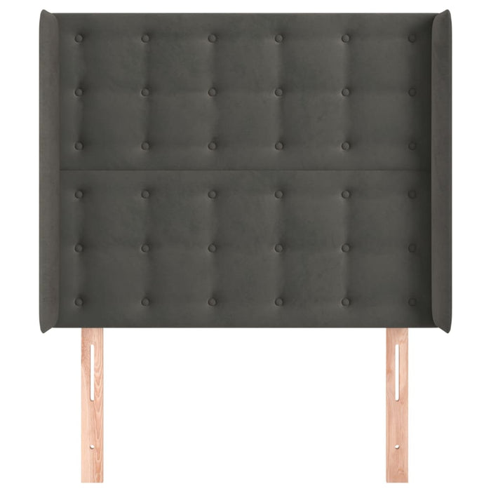 Tăblie de pat cu aripioare gri închis 103x16x118/128 cm catifea - WALTI WALTI