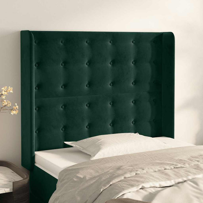 Tăblie pat cu aripioare verde închis 103x16x118/128 cm catifea - WALTI WALTI