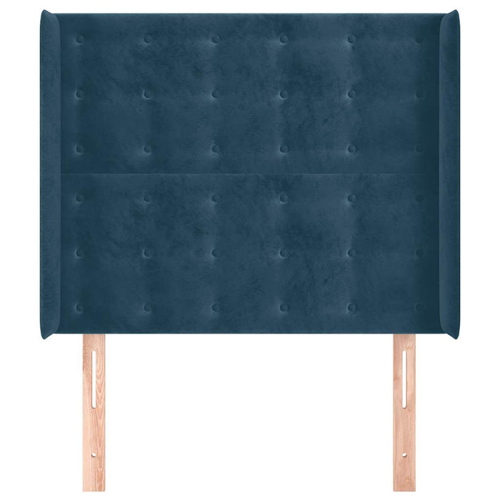 Tăblie pat cu urechi albastru închis 103x16x118/128 cm catifea - WALTI WALTI