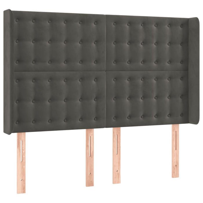 Tăblie de pat cu aripioare gri închis 147x16x118/128 cm catifea WALTI