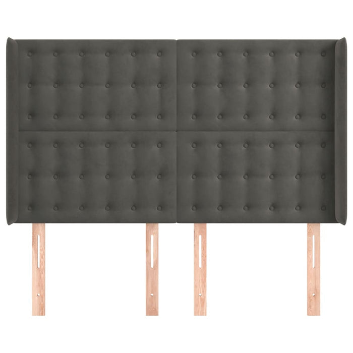 Tăblie de pat cu aripioare gri închis 147x16x118/128 cm catifea WALTI
