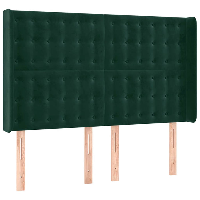 Tăblie pat cu aripioare verde închis 147x16x118/128 cm catifea - WALTI WALTI