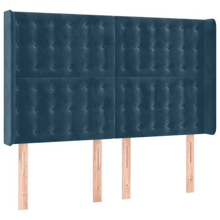 Tăblie pat cu urechi albastru închis 147x16x118/128 cm catifea - WALTI WALTI