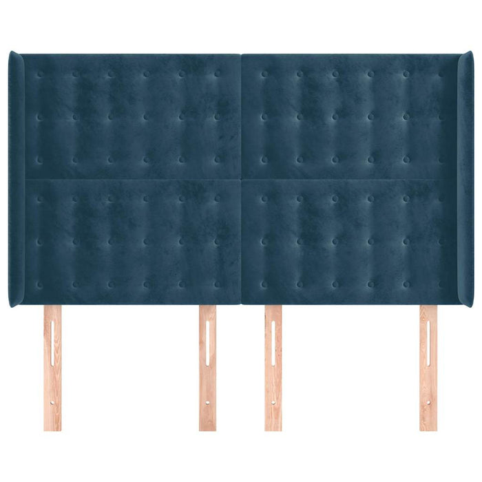 Tăblie pat cu urechi albastru închis 147x16x118/128 cm catifea - WALTI WALTI