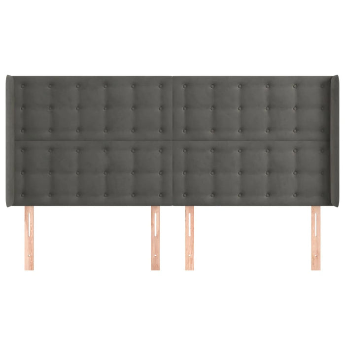 Tăblie de pat cu aripioare gri închis 163x16x118/128 cm catifea - WALTI WALTI