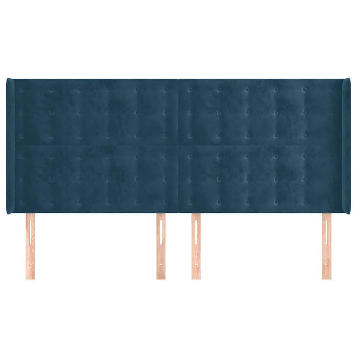 Tăblie pat cu urechi albastru închis 163x16x118/128 cm catifea - WALTI WALTI