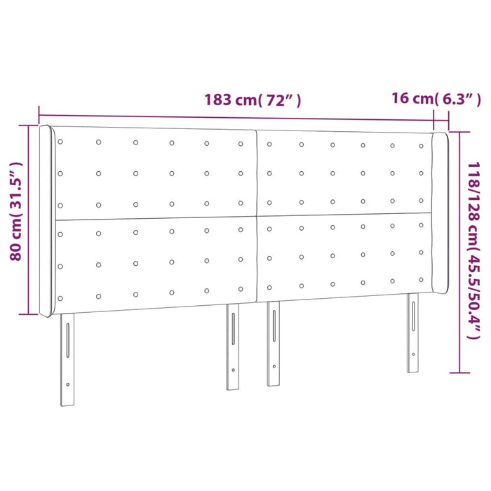 Tăblie de pat cu aripioare gri deschis 183x16x118/128cm catifea - WALTI WALTI