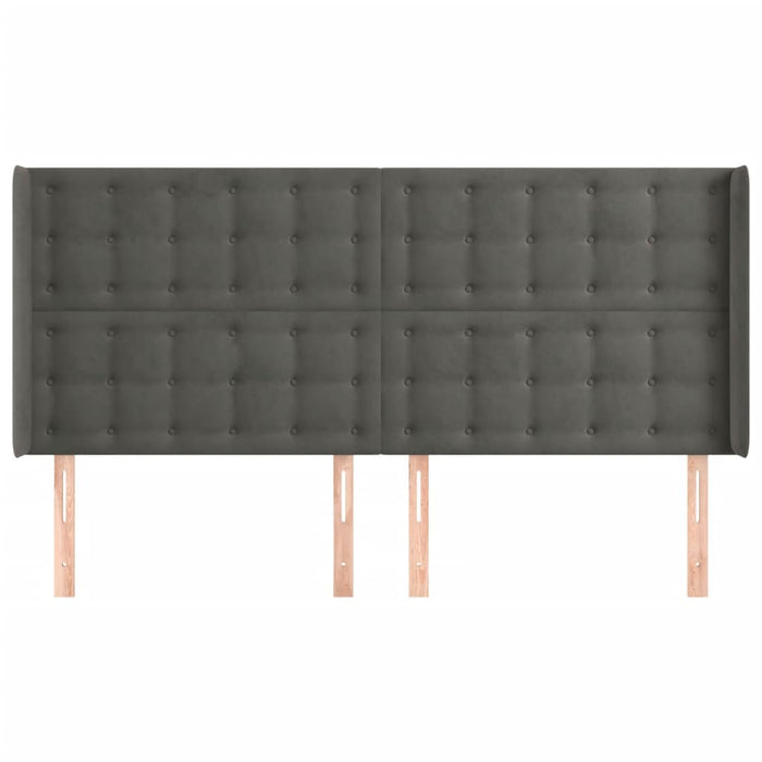 Tăblie de pat cu aripioare gri închis 203x16x118/128 cm catifea - WALTI WALTI