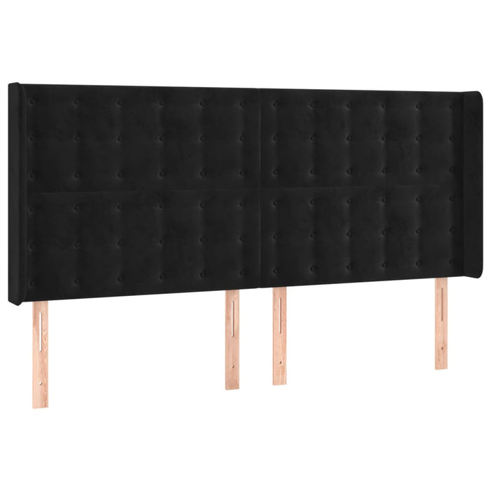 Tăblie de pat cu aripioare, negru, 203x16x118/128 cm, catifea - WALTI WALTI