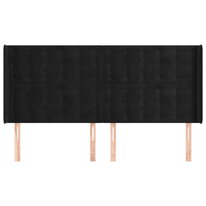 Tăblie de pat cu aripioare, negru, 203x16x118/128 cm, catifea - WALTI WALTI