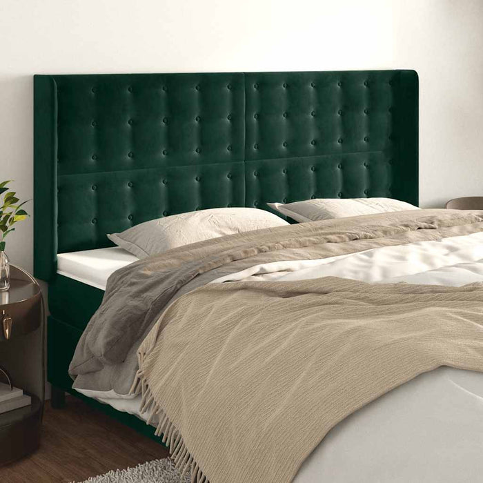 Tăblie pat cu aripioare verde închis 203x16x118/128 cm catifea - WALTI WALTI