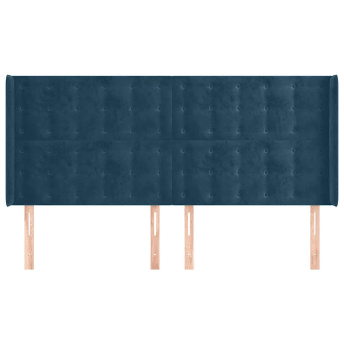 Tăblie pat cu urechi albastru închis 203x16x118/128 cm catifea - WALTI WALTI