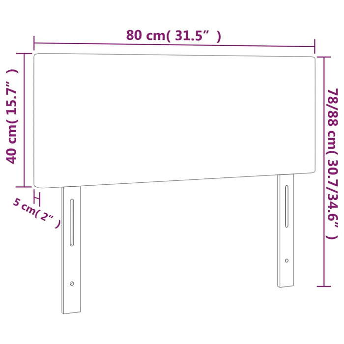 Tăblie de pat cu LED, gri închis, 80x5x78/88 cm, textil - WALTI WALTI