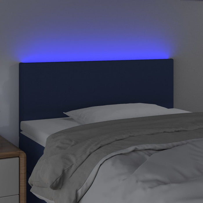 Tăblie de pat cu LED, albastru, 80x5x78/88 cm, textil - WALTI WALTI