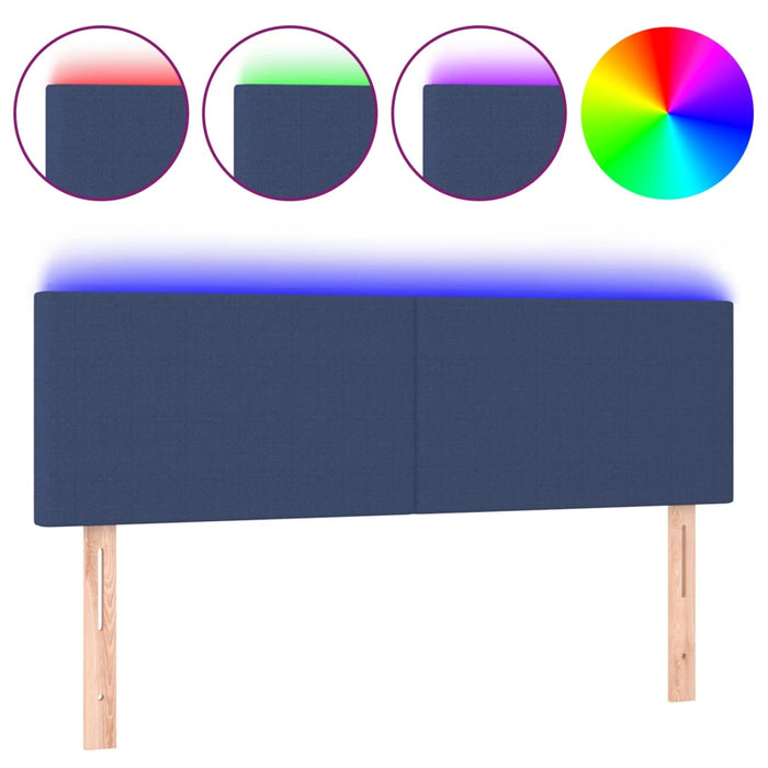 Tăblie de pat cu LED, albastru, 144x5x78/88 cm, textil - WALTI WALTI