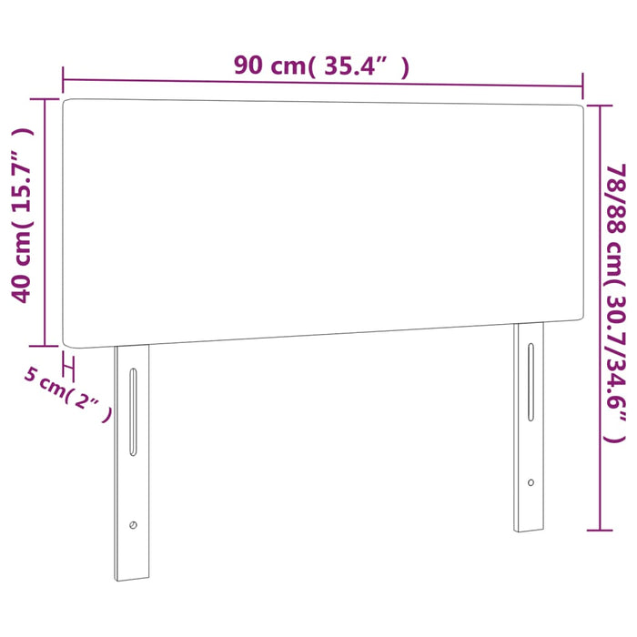 Tăblie de pat cu LED, gri închis, 90x5x78/88 cm, catifea - WALTI WALTI