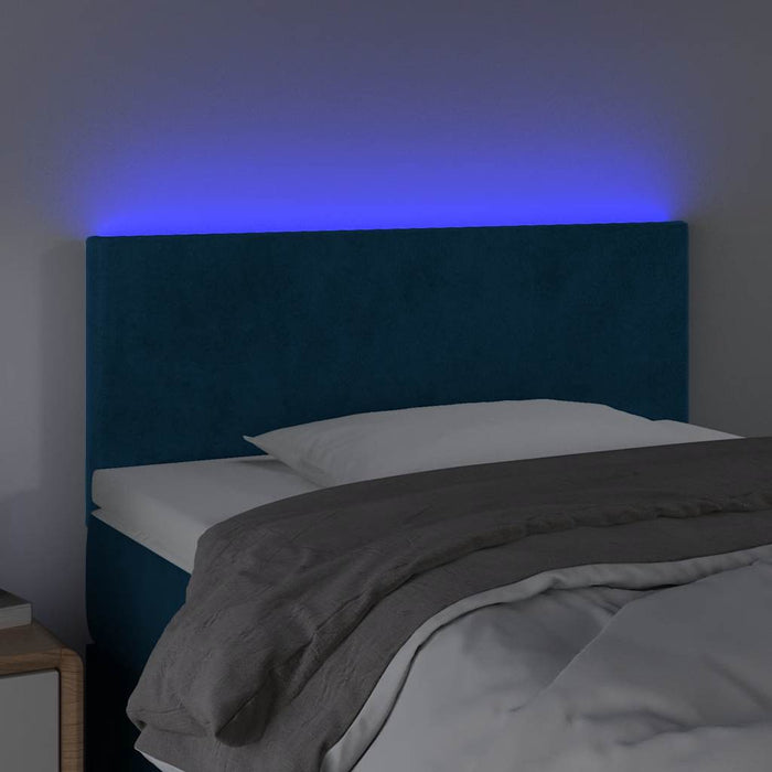 Tăblie de pat cu LED, albastru închis, 90x5x78/88 cm, catifea - WALTI WALTI