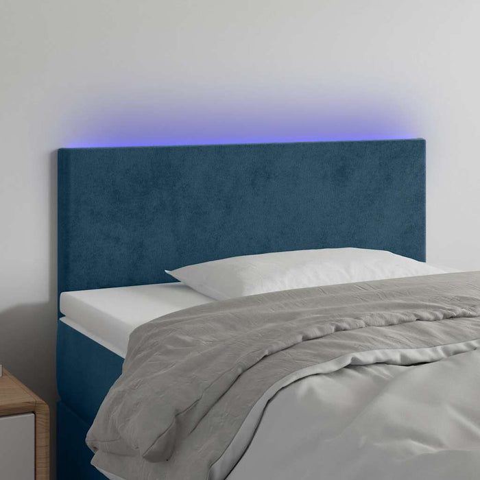 Tăblie de pat cu LED, albastru închis, 90x5x78/88 cm, catifea - WALTI WALTI