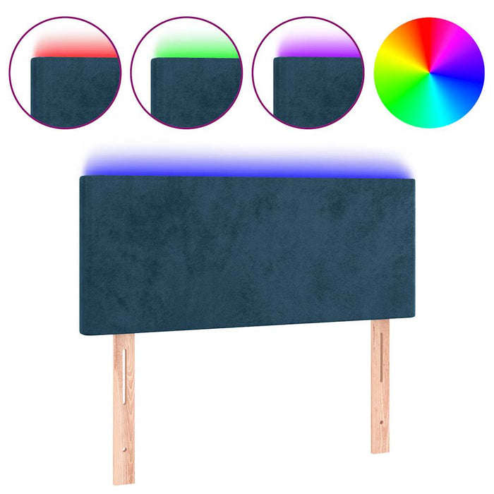 Tăblie de pat cu LED, albastru închis, 100x5x78/88 cm, catifea - WALTI WALTI
