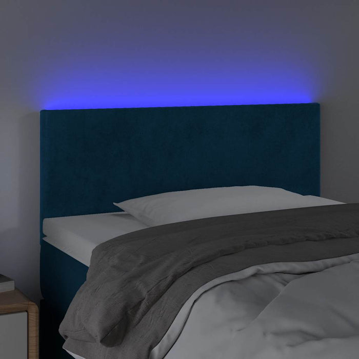 Tăblie de pat cu LED, albastru închis, 100x5x78/88 cm, catifea - WALTI WALTI