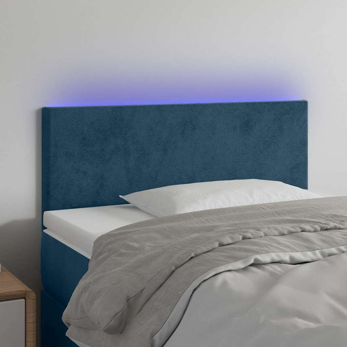 Tăblie de pat cu LED, albastru închis, 100x5x78/88 cm, catifea - WALTI WALTI