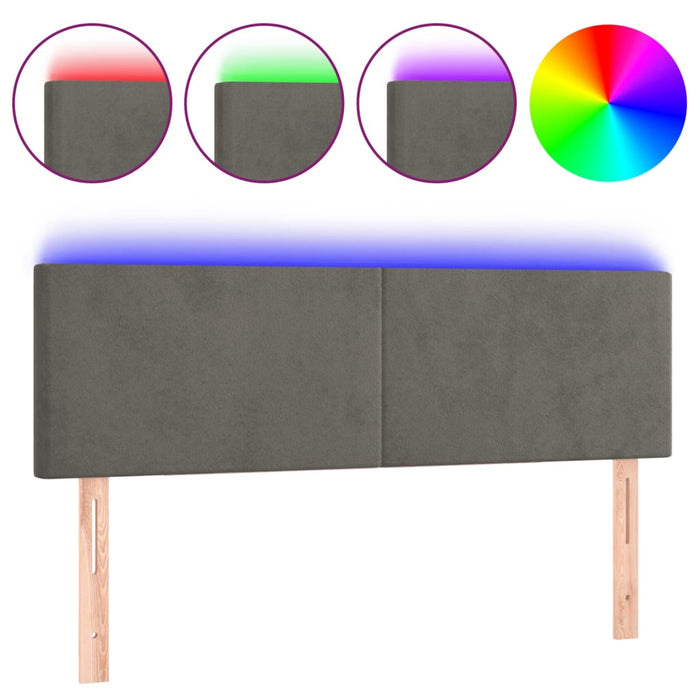 Tăblie de pat cu LED, gri închis, 144x5x78/88 cm, catifea - WALTI WALTI