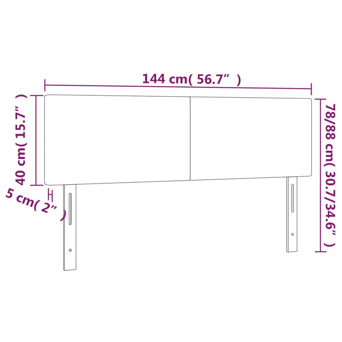 Tăblie de pat cu LED, gri închis, 144x5x78/88 cm, catifea - WALTI WALTI