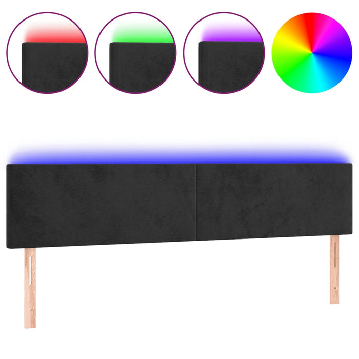 Tăblie de pat cu LED, negru, 160x5x78/88 cm, catifea - WALTI WALTI