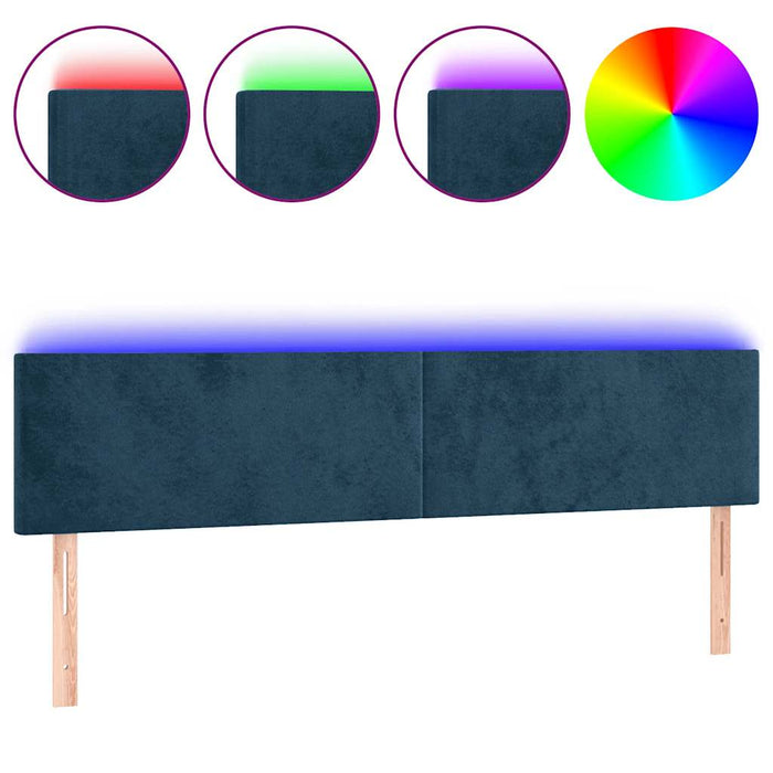 Tăblie de pat cu LED, albastru închis, 200x5x78/88 cm, catifea - WALTI WALTI