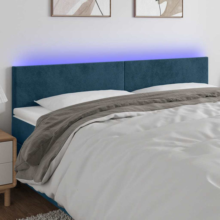 Tăblie de pat cu LED, albastru închis, 200x5x78/88 cm, catifea - WALTI WALTI