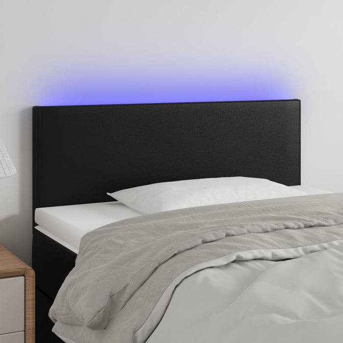 Tăblie de pat cu LED, negru, 80x5x78/88 cm, piele ecologică - WALTI WALTI