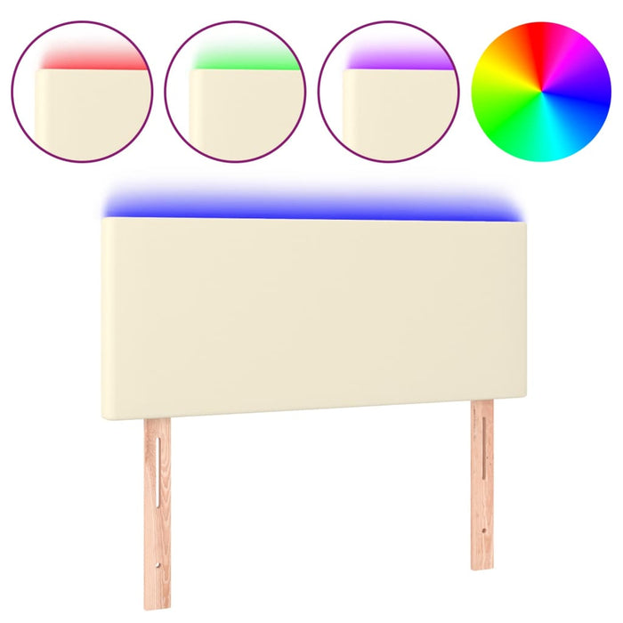 Tăblie de pat cu LED, crem, 80x5x78/88 cm, piele ecologică - WALTI WALTI