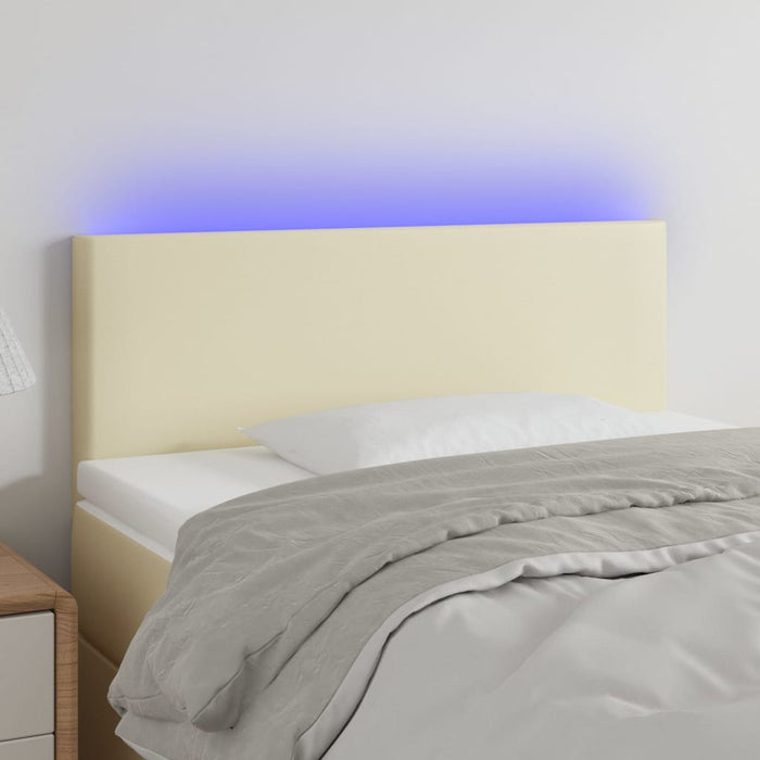 Tăblie de pat cu LED, crem, 80x5x78/88 cm, piele ecologică - WALTI WALTI