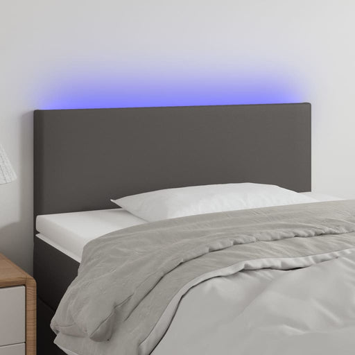 Tăblie de pat cu LED, gri, 90x5x78/88 cm, piele ecologică - WALTI WALTI