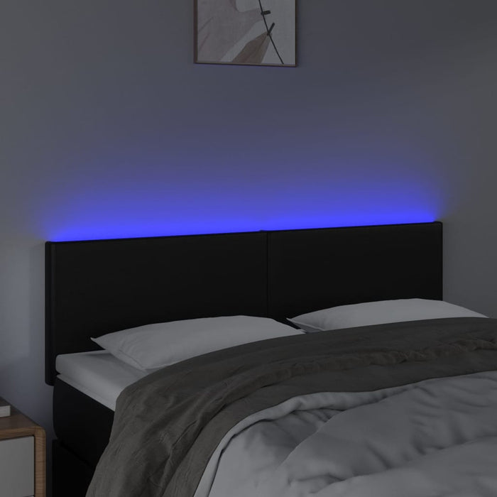 Tăblie de pat cu LED, negru, 144x5x78/88 cm, piele ecologică - WALTI WALTI