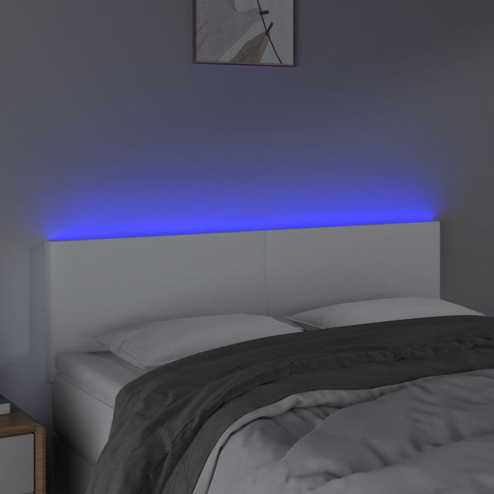 Tăblie de pat cu LED, alb, 144x5x78/88 cm, piele ecologică - WALTI WALTI